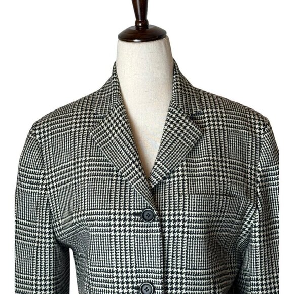 Ann Taylor Blazer Women 6 Black White Plaid Wool Single Breasted 4 Button Close - Picture 3 of 11